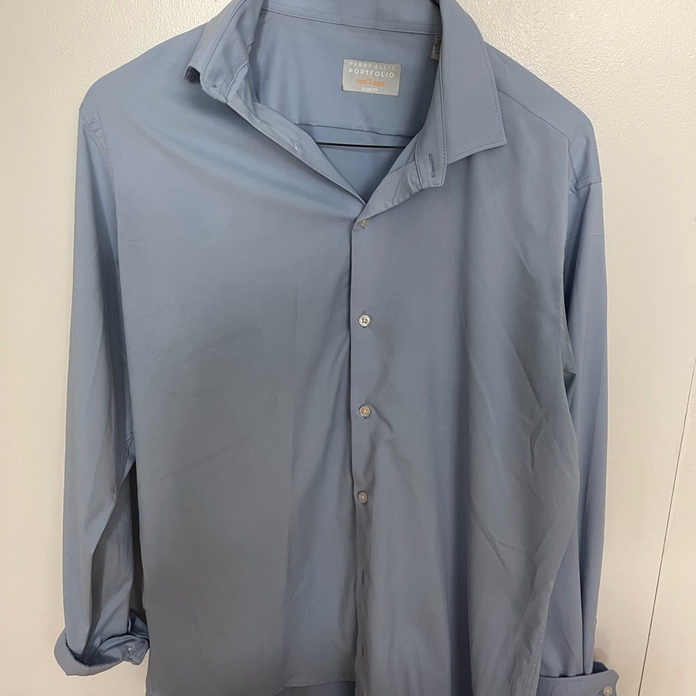Perry Ellis Blue Dress Shirt Classic Fit